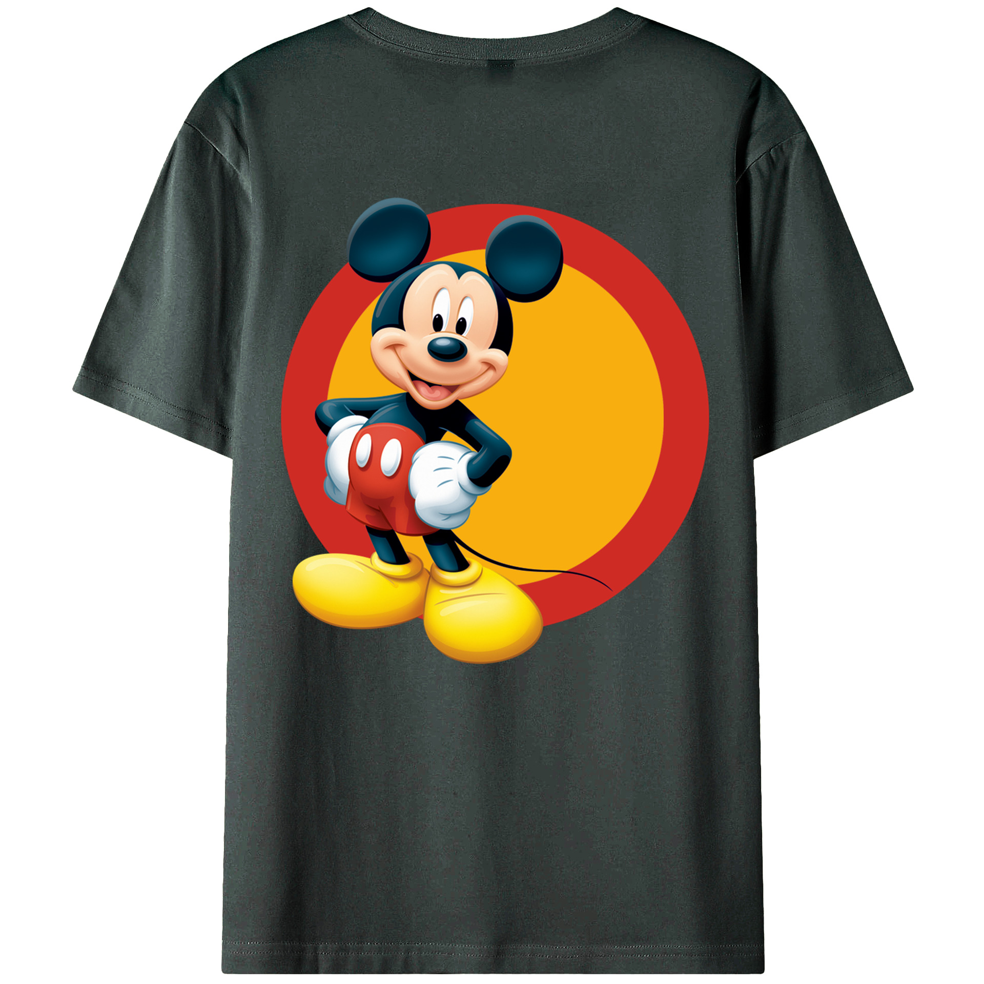 ミッキーマウス Mickey Mouse 綿100％ メンズ半袖Tシャツ（バックプリント） 通気性